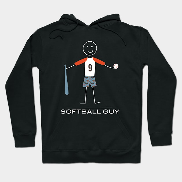 Funny Mens Softball Player Illustration Hoodie by whyitsme